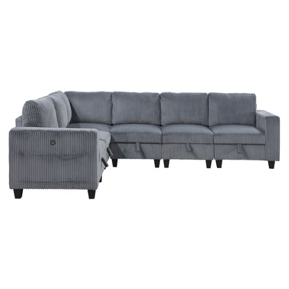 9650NDG*6SC (6)6-Piece Sectional with Storage, Storage Pouches and Charging Ports - 9650NDG*6SC