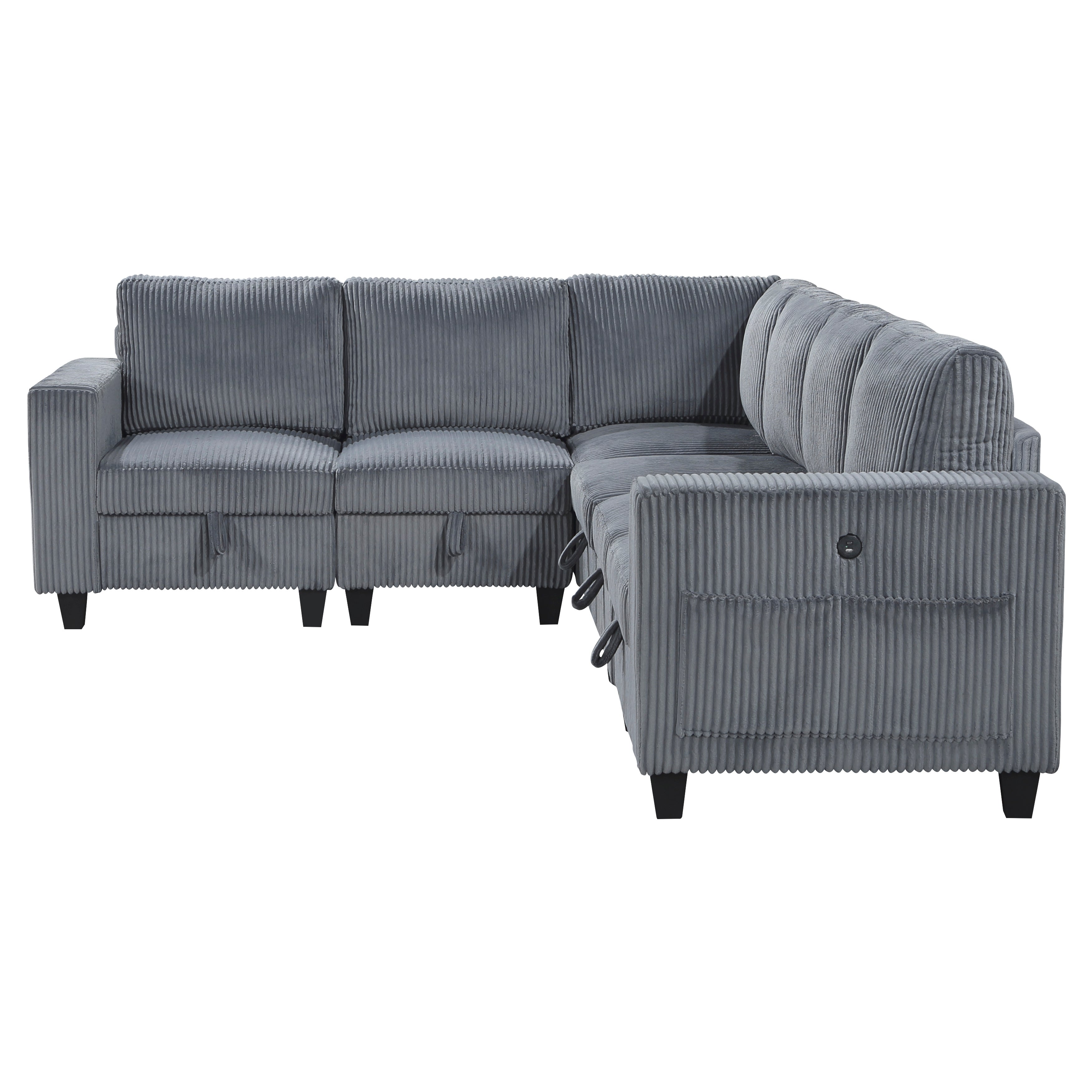 9650NDG*6SC (6)6-Piece Sectional with Storage, Storage Pouches and Charging Ports - 9650NDG*6SC
