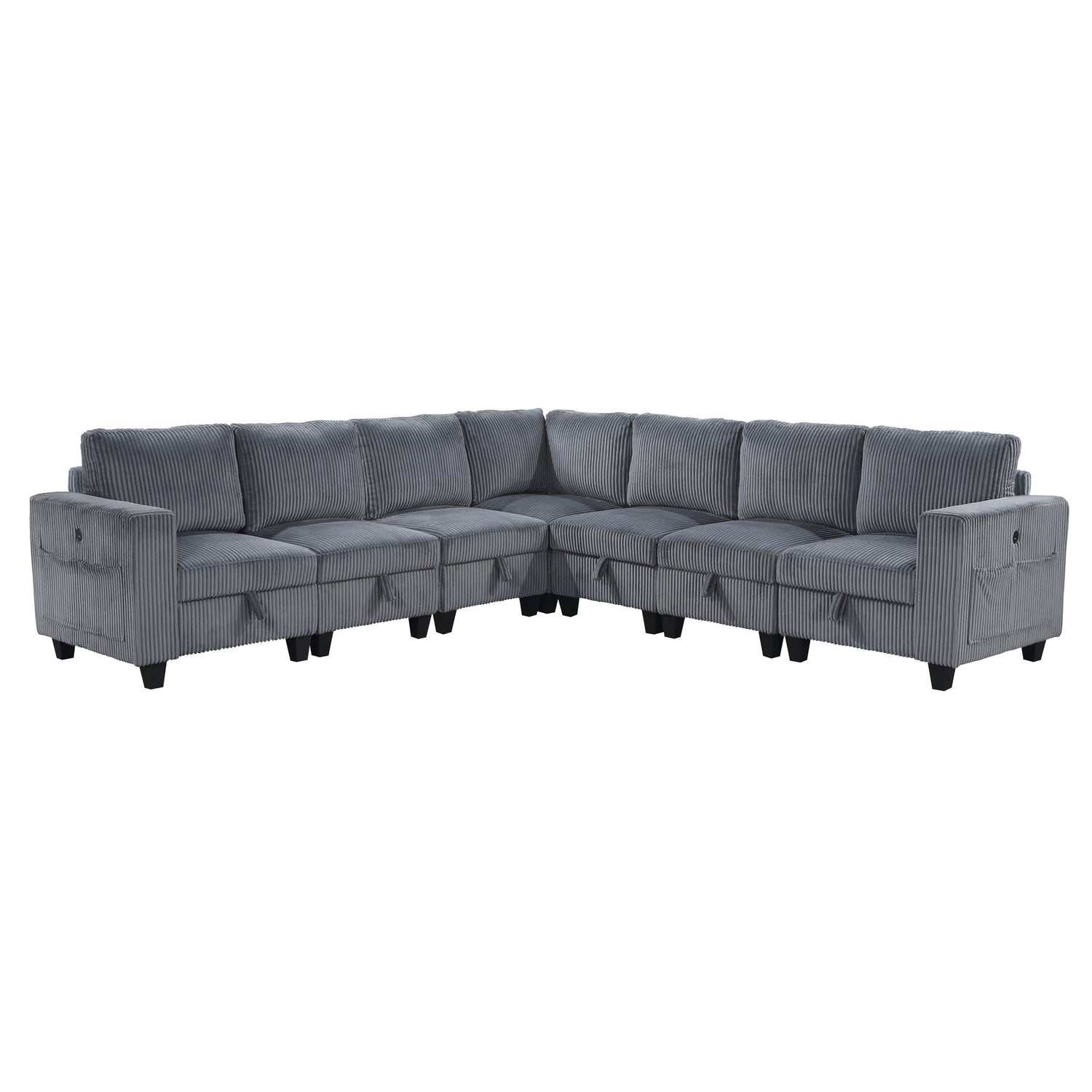 9650NDG*7SC (7)7-Piece Sectional with Storage, Storage Pouches and Charging Ports - 9650NDG*7SC