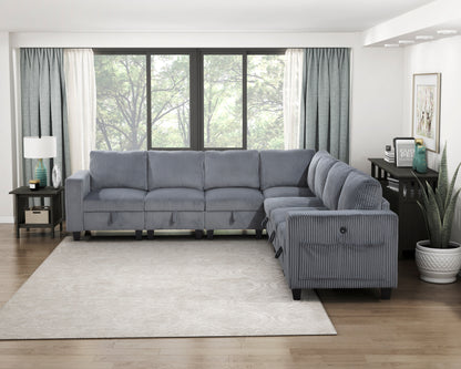 9650NDG*7SC (7)7-Piece Sectional with Storage, Storage Pouches and Charging Ports - 9650NDG*7SC