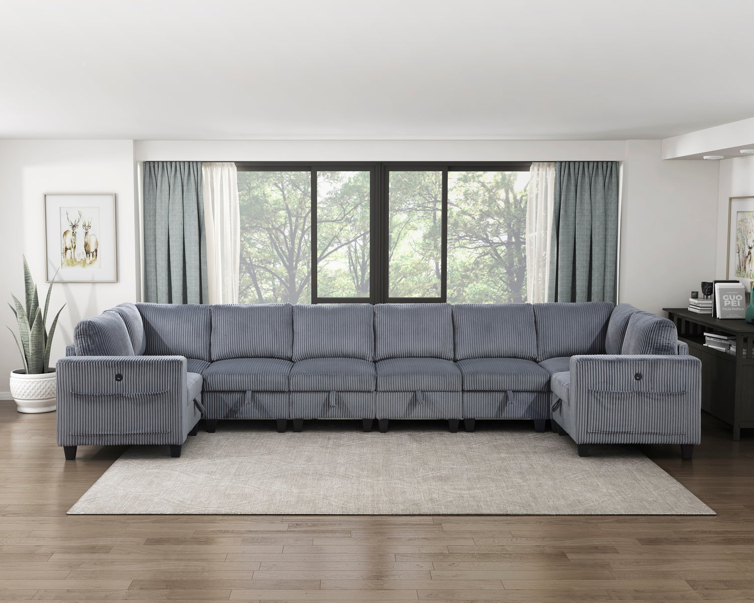 9650NDG*8SC (8)8-Piece Sectional with Storage, Storage Pouches and Charging Ports - 9650NDG*8SC