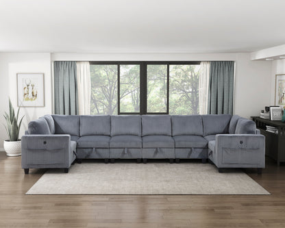 9650NDG*8SC (8)8-Piece Sectional with Storage, Storage Pouches and Charging Ports - 9650NDG*8SC
