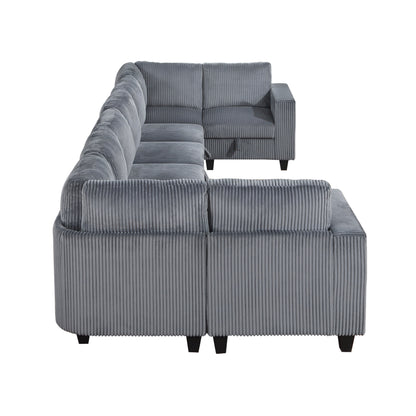 9650NDG*8SC (8)8-Piece Sectional with Storage, Storage Pouches and Charging Ports from Homelegance - Luna Furniture