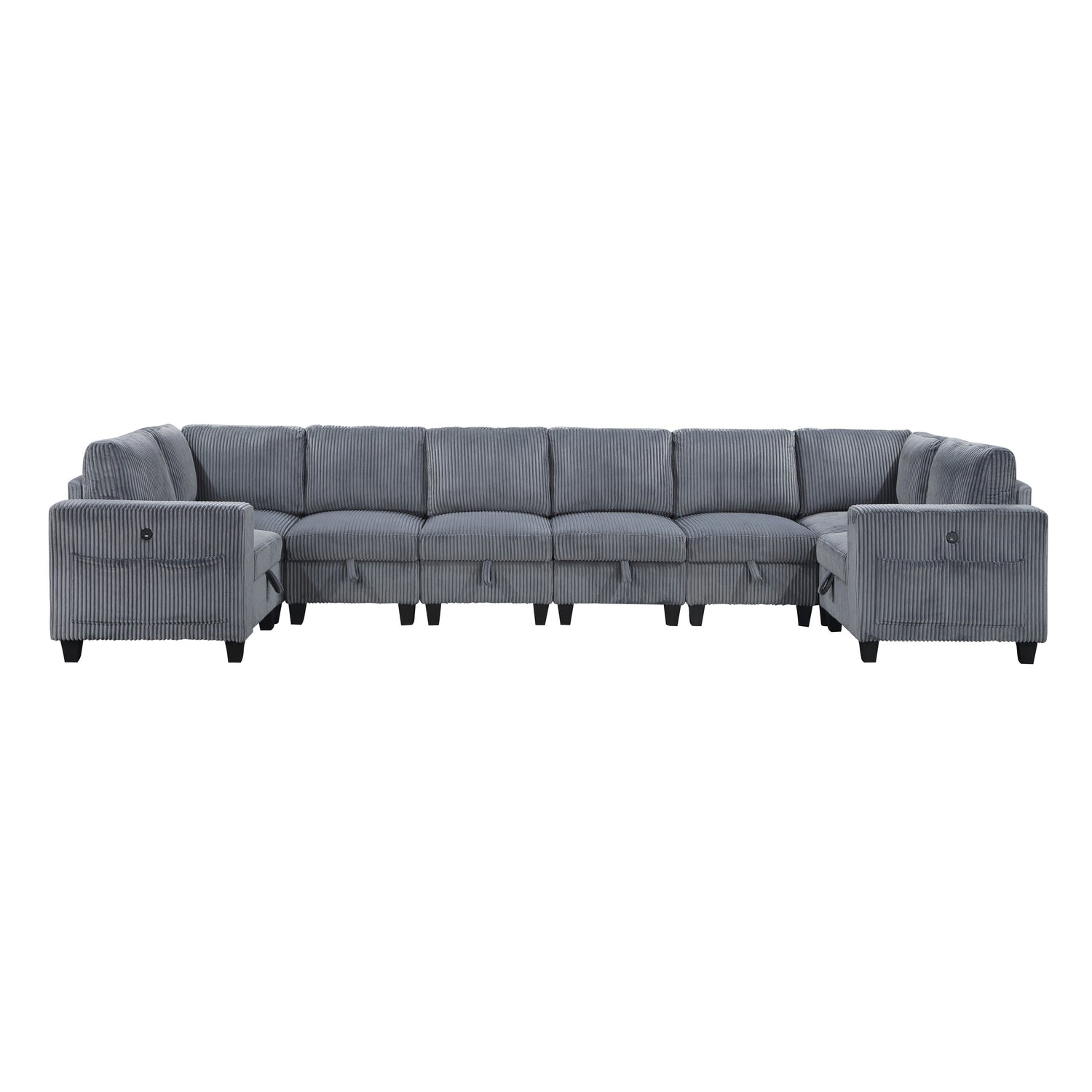 Walterboro Dark Gray 8-Piece Sectional with Storage, Storage Pouches and Charging Ports from Homelegance - Luna Furniture