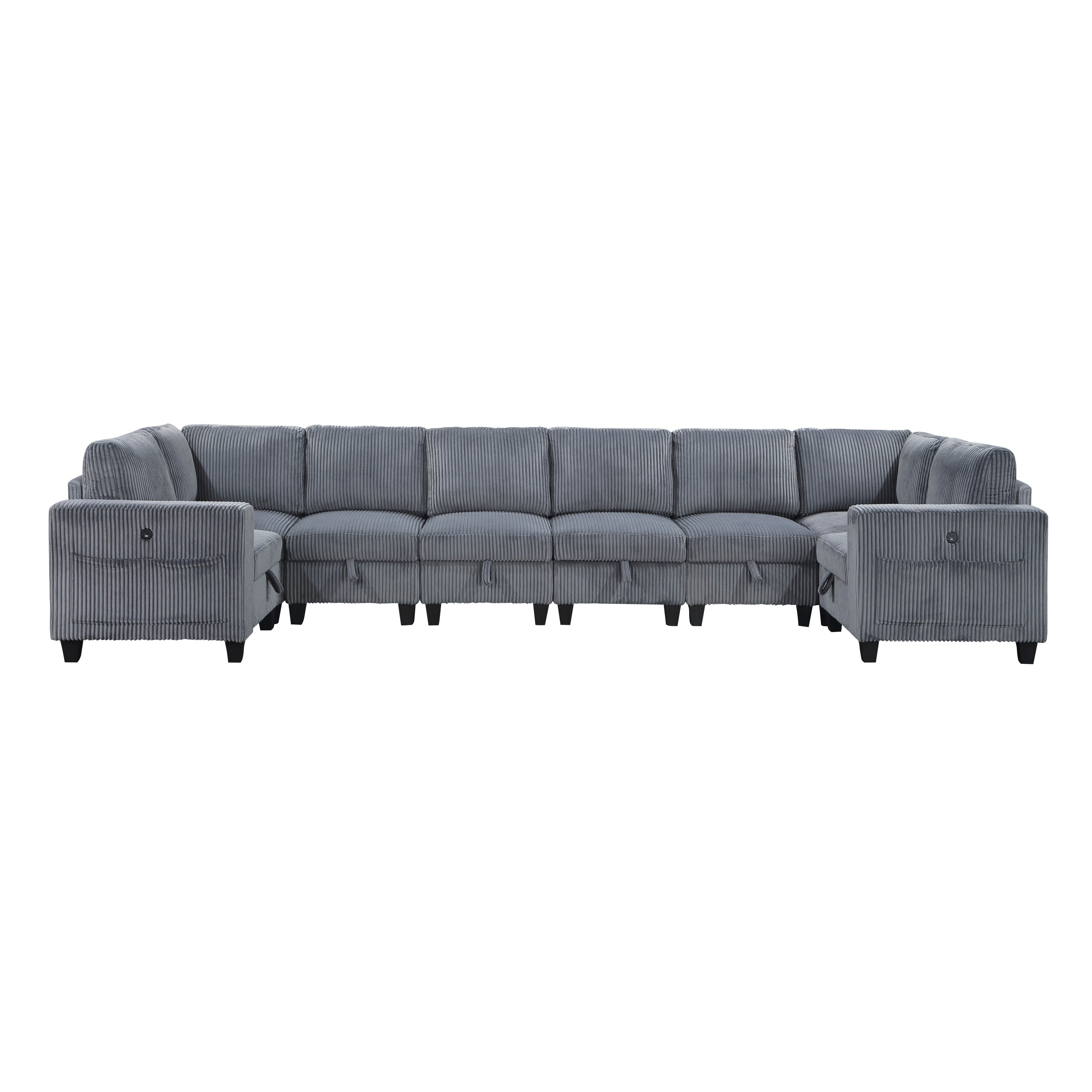 Walterboro Dark Gray 8-Piece Sectional with Storage, Storage Pouches and Charging Ports from Homelegance - Luna Furniture