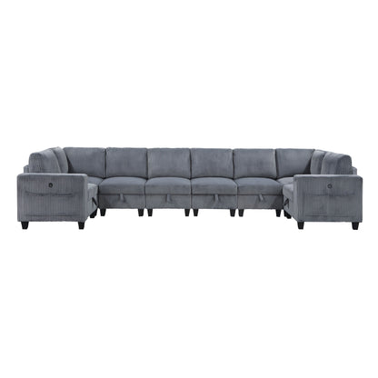 Walterboro Dark Gray 8-Piece Sectional with Storage, Storage Pouches and Charging Ports from Homelegance - Luna Furniture