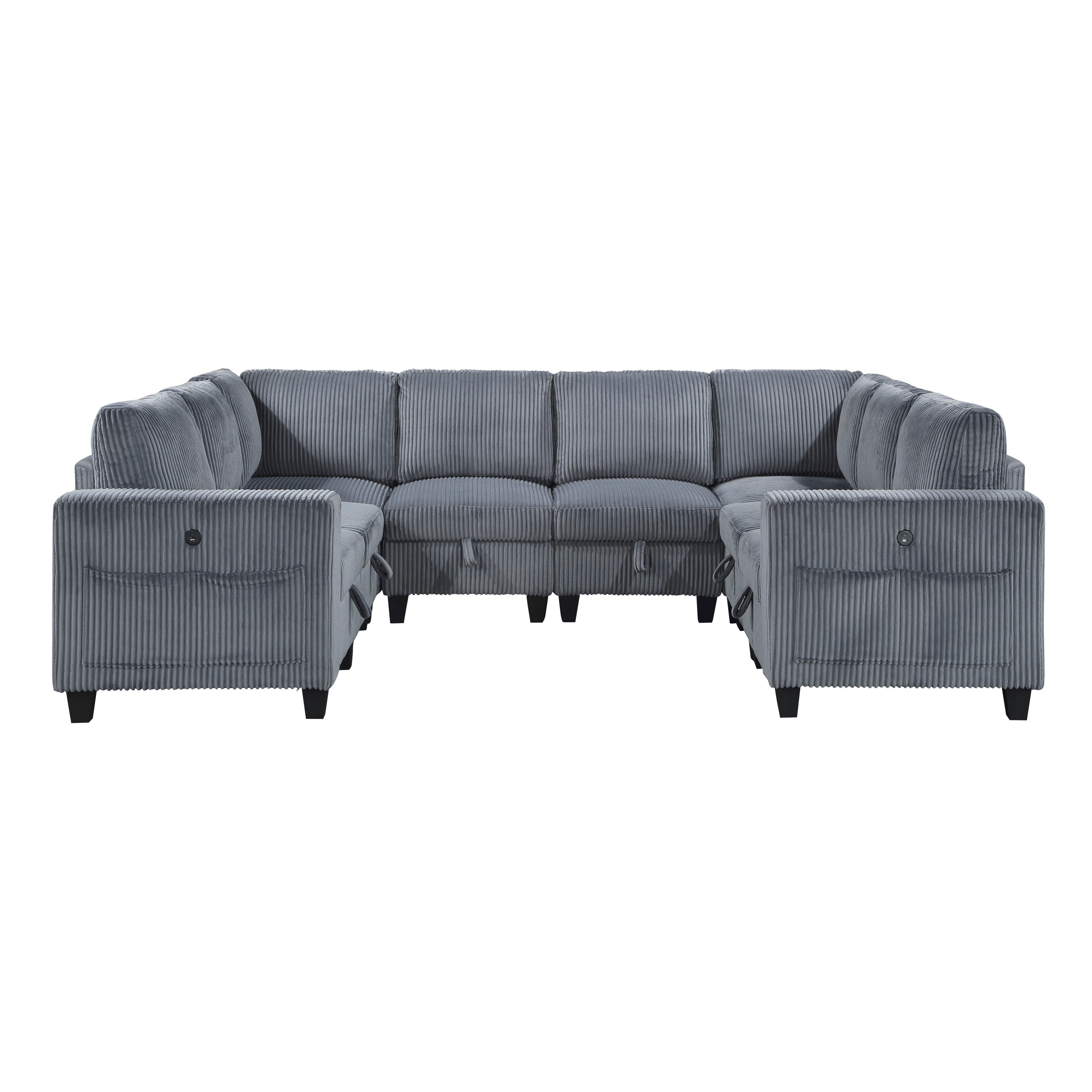9650NDG*8SC (8)8-Piece Sectional with Storage, Storage Pouches and Charging Ports - 9650NDG*8SC