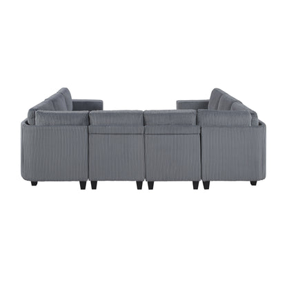 Walterboro Dark Gray 8-Piece Sectional with Storage, Storage Pouches and Charging Ports from Homelegance - Luna Furniture