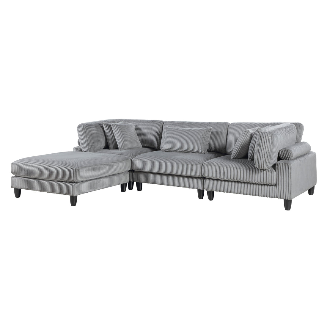 9688GY*42CRACOT (4)4-Piece Modular Sectional with Otttoman - 9688GY*42CRACOT
