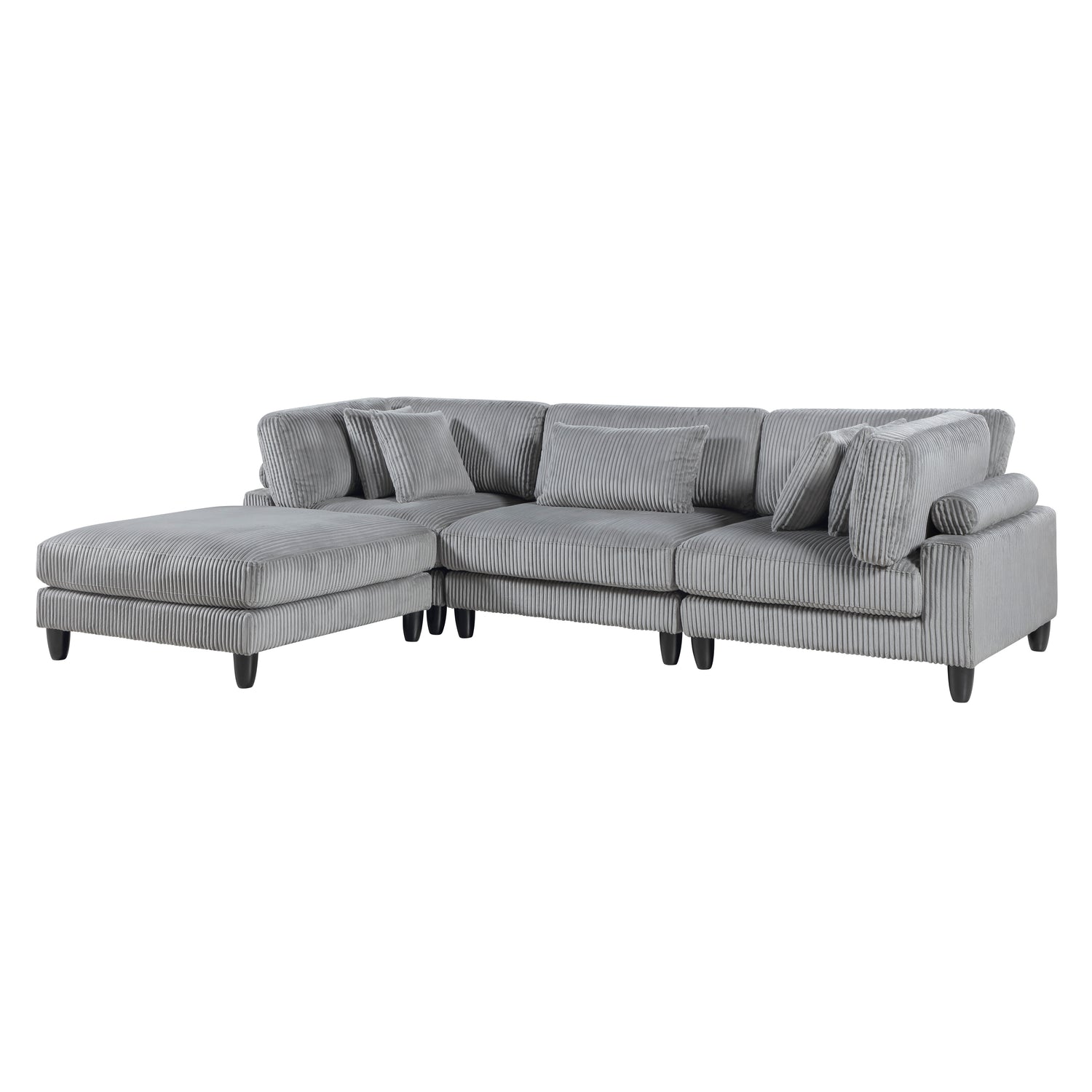 9688GY*42CRACOT (4)4-Piece Modular Sectional with Otttoman - 9688GY*42CRACOT