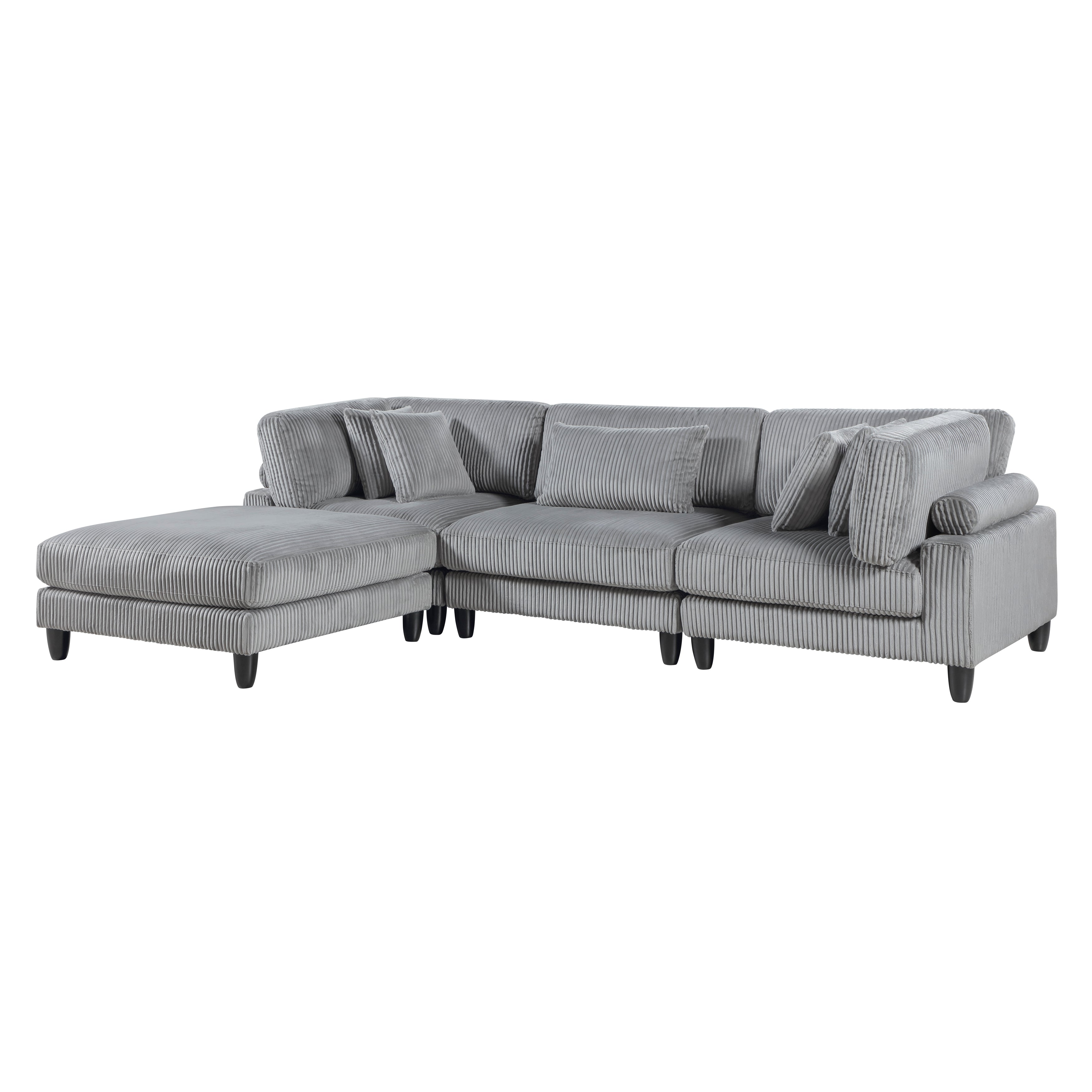 9688GY*42CRACOT (4)4-Piece Modular Sectional with Otttoman - 9688GY*42CRACOT