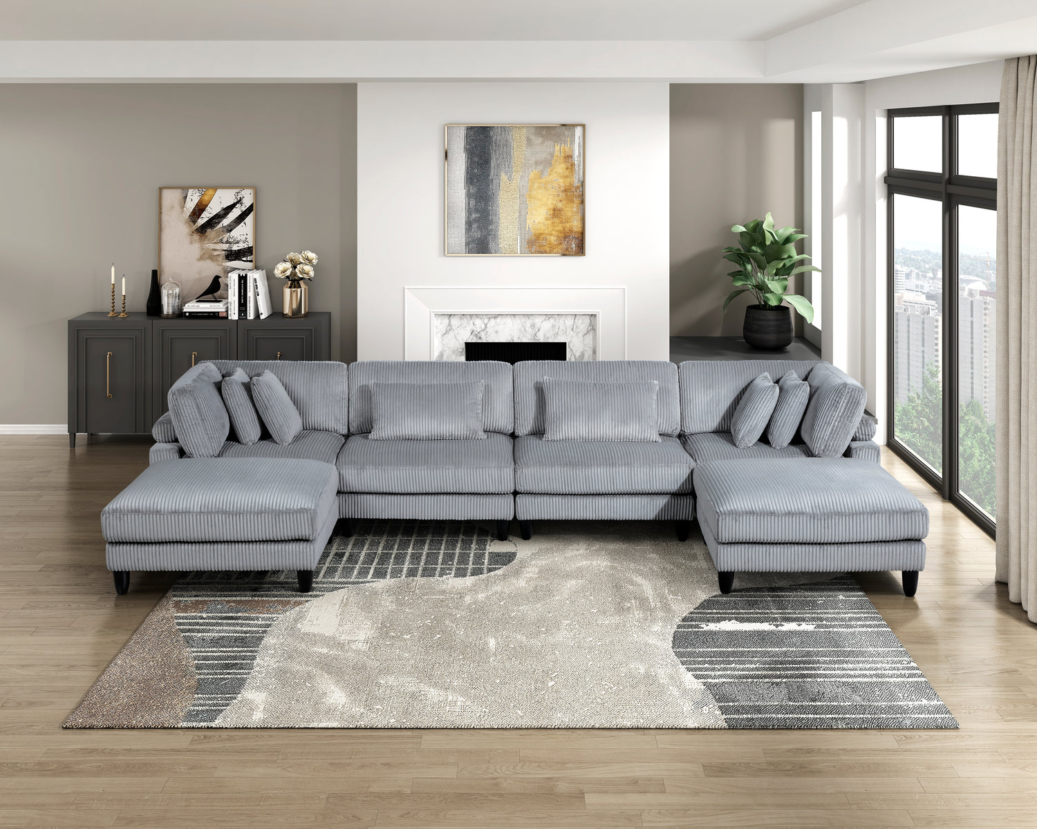 9688GY*62CR2AC2OT (6)6-Piece Modular Sectional with Ottomans - 9688GY*62CR2AC2OT