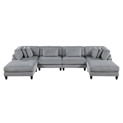 9688GY*62CR2AC2OT (6)6-Piece Modular Sectional with Ottomans - 9688GY*62CR2AC2OT