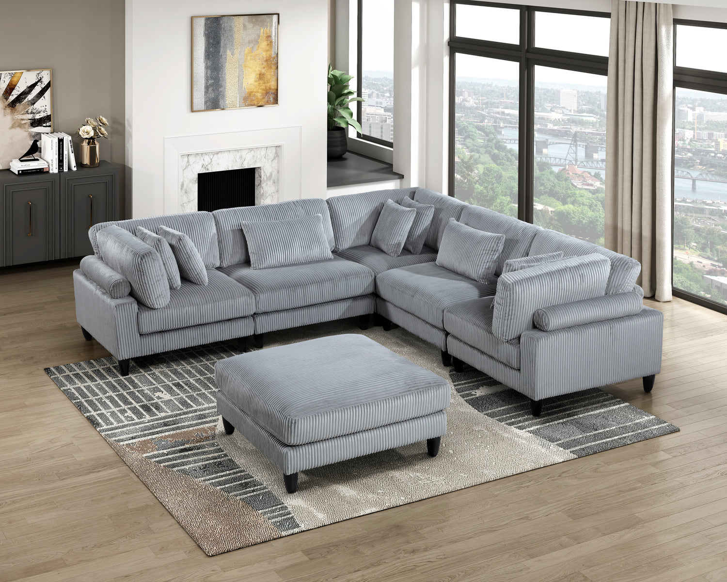 9688GY*63CR2ACOT (6)6-Piece Modular Sectional - 9688GY*63CR2ACOT