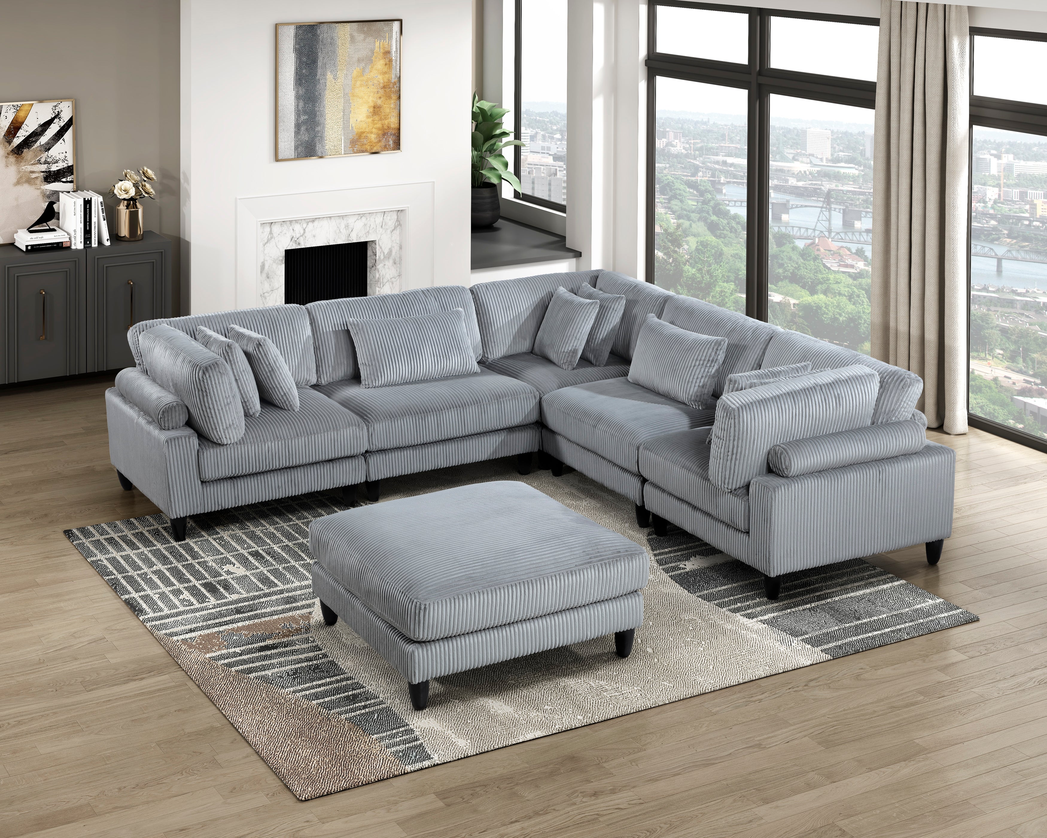9688GY*63CR2ACOT (6)6-Piece Modular Sectional - 9688GY*63CR2ACOT