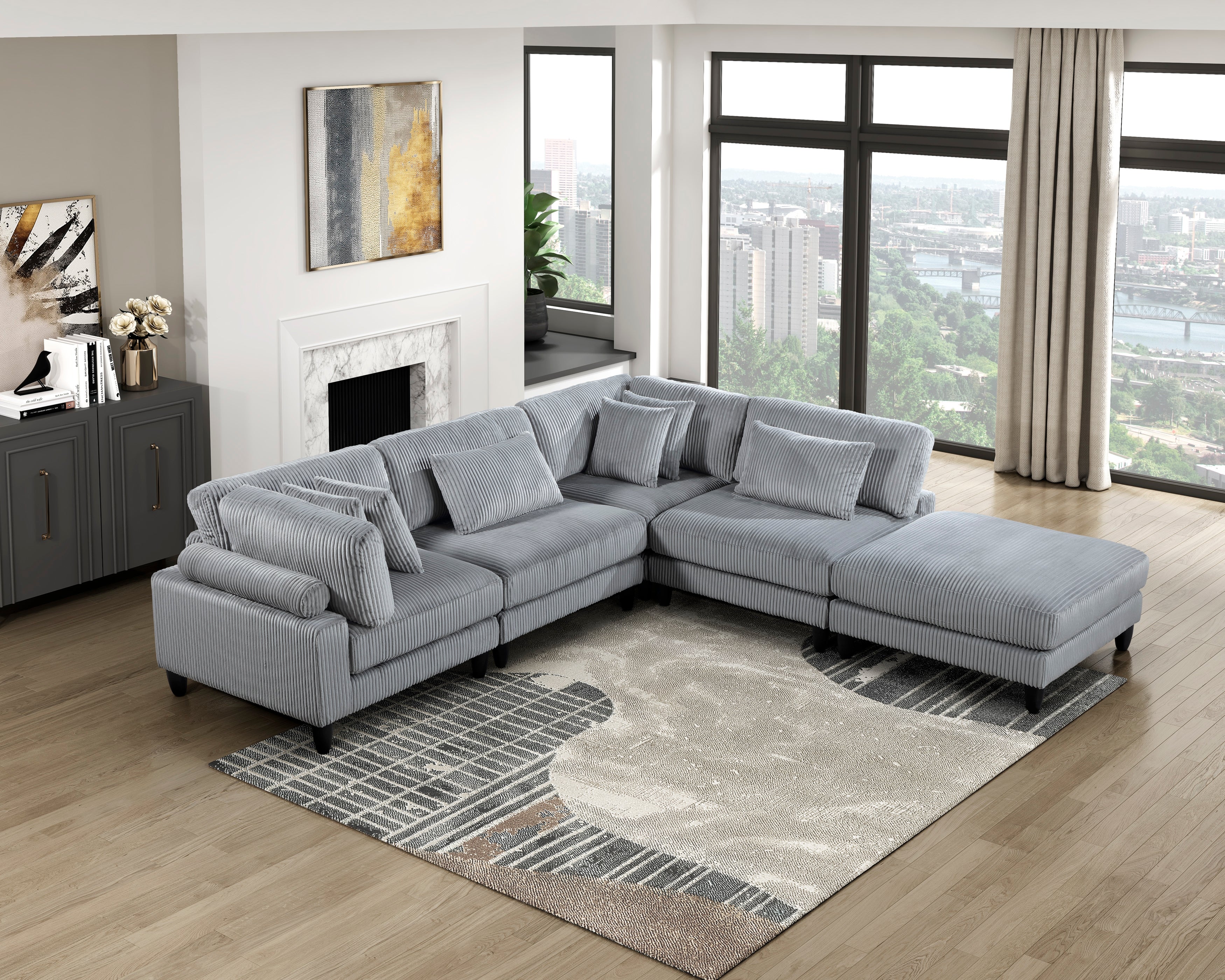 9688GY-AC Armless Chair - 9688GY-AC