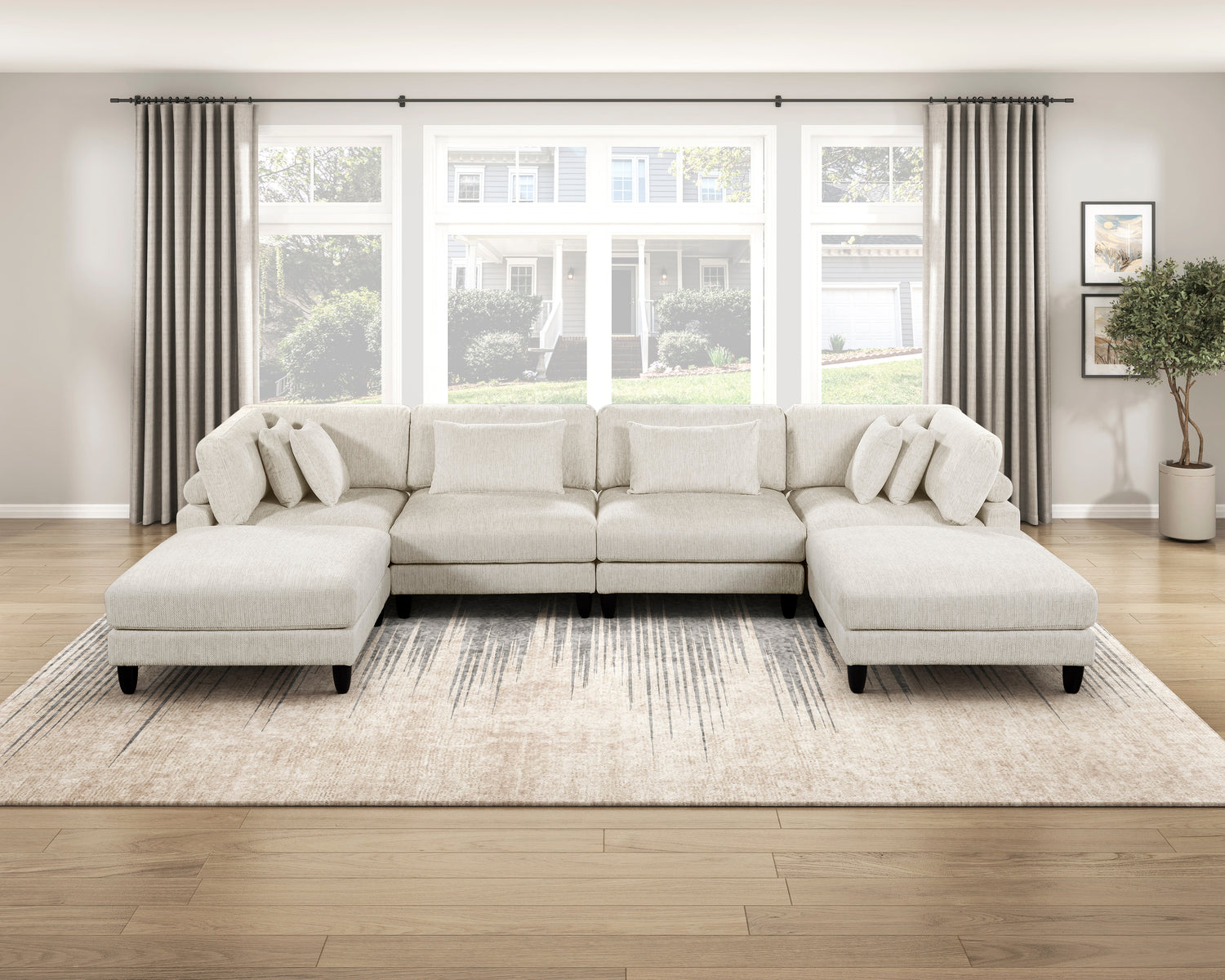 9688NBE*62CR2AC2OT (6)6-Piece Modular Sectional with Ottomans - 9688NBE*62CR2AC2OT
