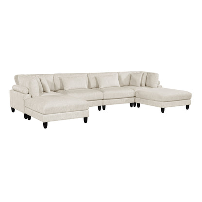 9688NBE*62CR2AC2OT (6)6-Piece Modular Sectional with Ottomans - 9688NBE*62CR2AC2OT