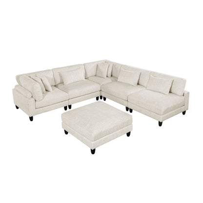 9688NBE*62CR3ACOT (6)6-Piece Modular Sectional with Ottoman - 9688NBE*62CR3ACOT