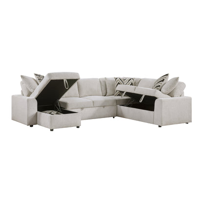 9702BE*3LC3R (3)3-Piece Sectional with Pull-out Bed and Hidden Storage - 9702BE*3LC3R