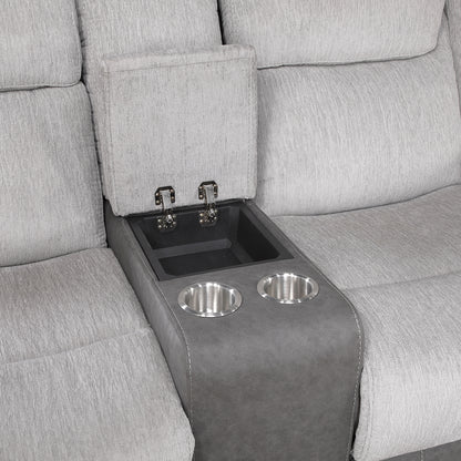 9703GY-2 Double Reclining Love Seat with Center Console - 9703GY-2