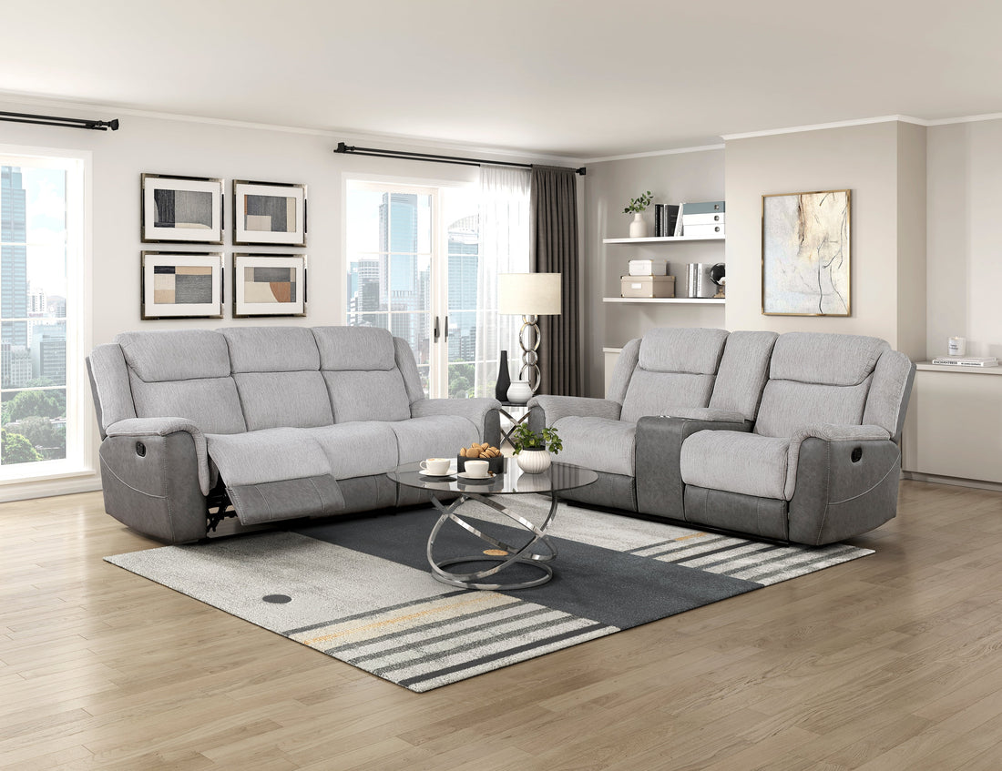 Harriette Gray Double Reclining Living Room Set from Homelegance - Luna Furniture
