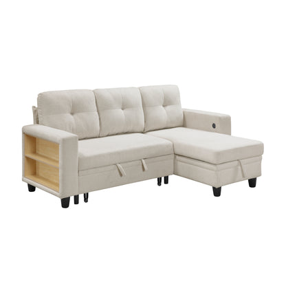 9705BE*32AVC (3)Sectional with Reversible Chaise, Pull-out Bed, Shelves and Charging Ports - 9705BE*32AVC