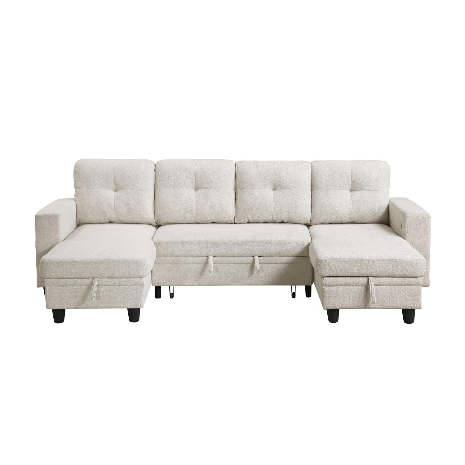 9705BE*42AVC (4)Sectional with Two Chaises, Pull-out Bed, Shelves and Charging Ports - 9705BE*42AVC