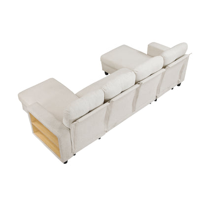 9705BE*42AVC (4)Sectional with Two Chaises, Pull-out Bed, Shelves and Charging Ports - 9705BE*42AVC
