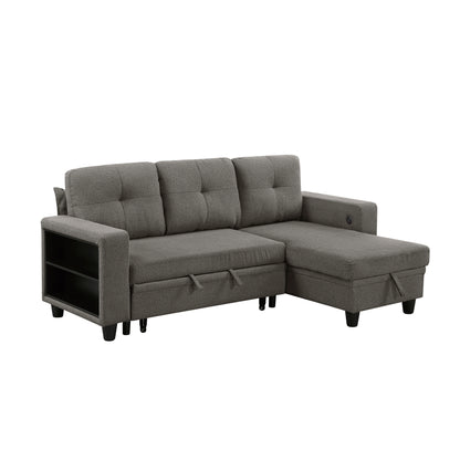 9705DB*32AVC (3)Sectional with Reversible Chaise, Pull-out Bed, Shelves and Charging Ports - 9705DB*32AVC