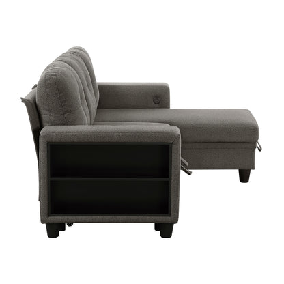 9705DB*32AVC (3)Sectional with Reversible Chaise, Pull-out Bed, Shelves and Charging Ports - 9705DB*32AVC