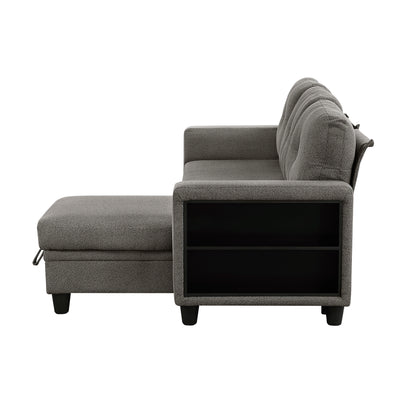9705DB*32AVC (3)Sectional with Reversible Chaise, Pull-out Bed, Shelves and Charging Ports - 9705DB*32AVC