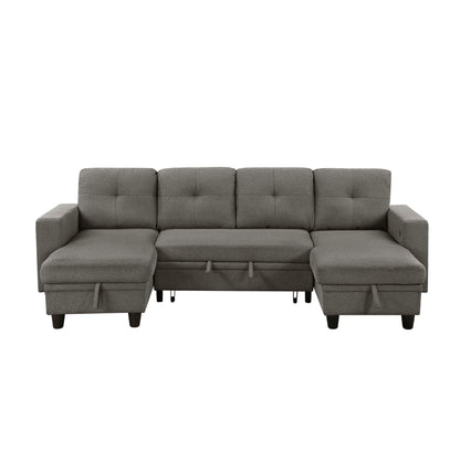 9705DB*42AVC (4)Sectional with Two Chaises, Pull-out Bed, Shelves and Charging Ports - 9705DB*42AVC