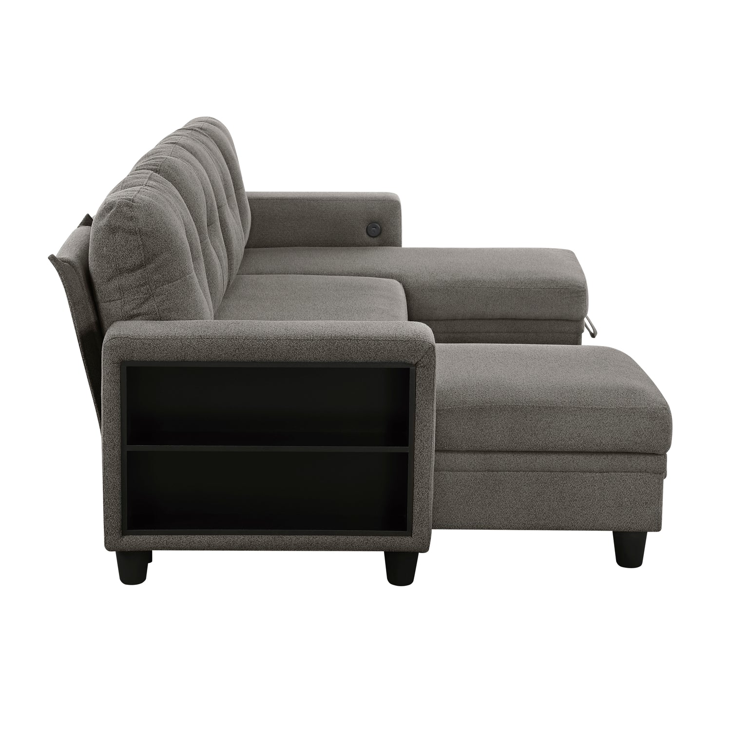 9705DB*42AVC (4)Sectional with Two Chaises, Pull-out Bed, Shelves and Charging Ports - 9705DB*42AVC