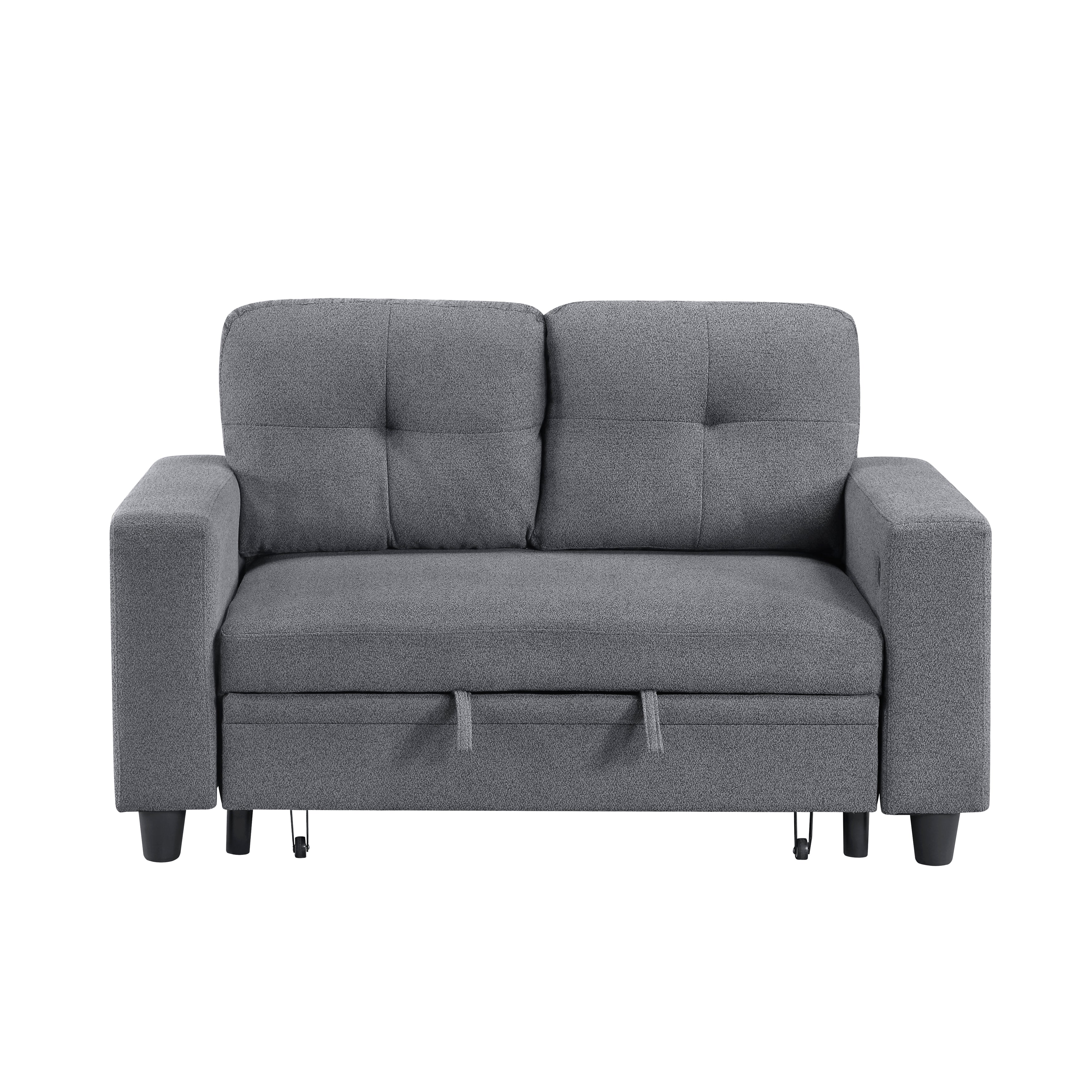 9705GY-2* (2)Love Seat with Pull-out Bed, Shelves and Charging Ports - 9705GY-2*
