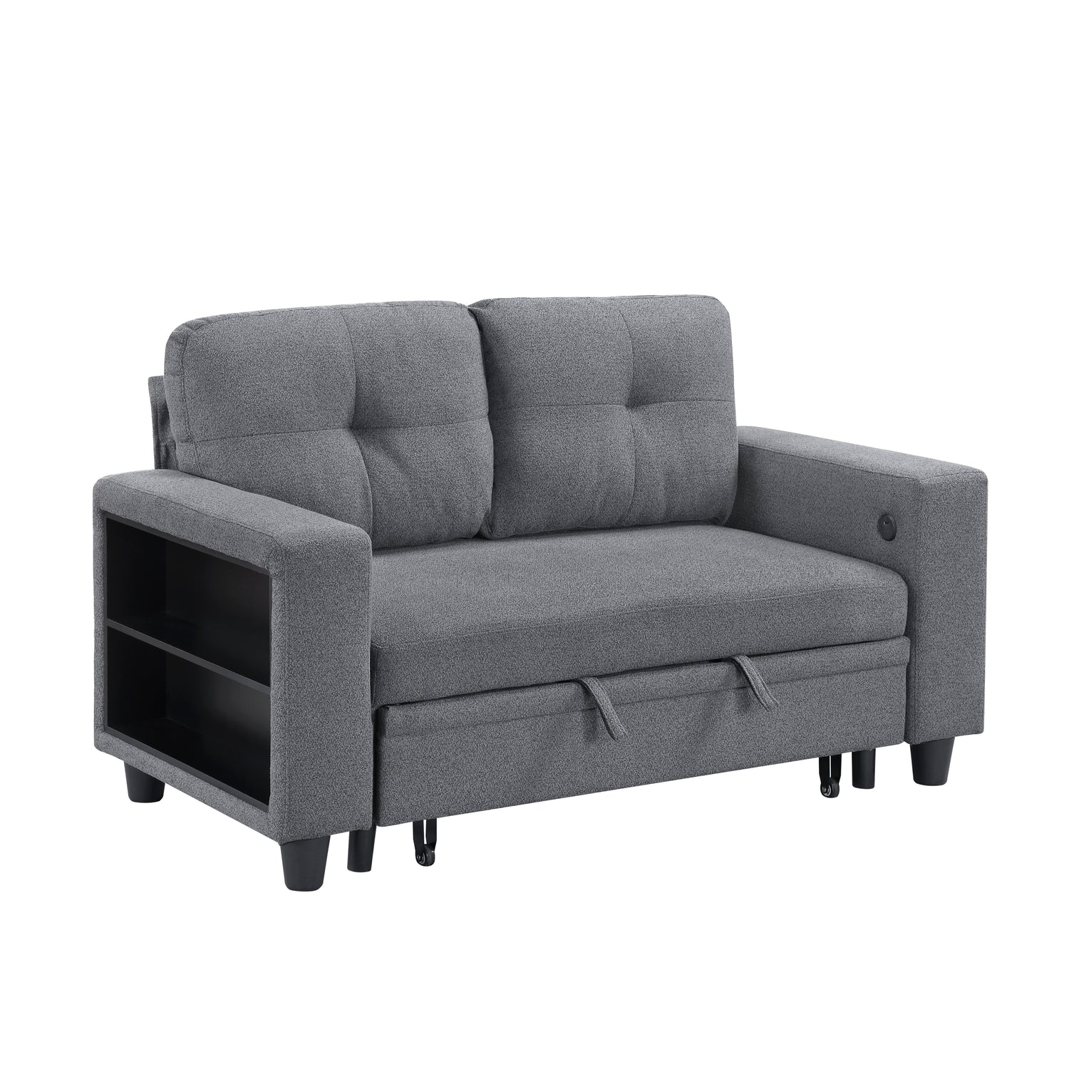 9705GY-2* (2)Love Seat with Pull-out Bed, Shelves and Charging Ports - 9705GY-2*