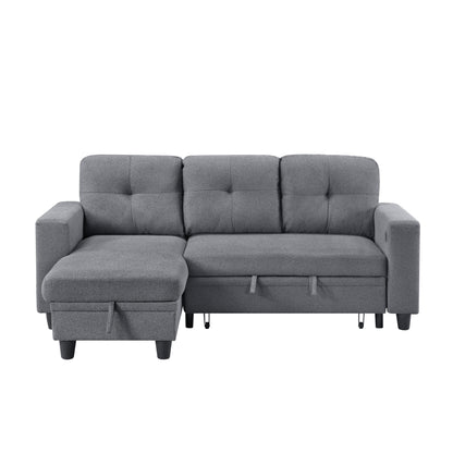 9705GY*32AVC (3)Sectional with Reversible Chaise, Pull-out Bed, Shelves and Charging Ports - 9705GY*32AVC