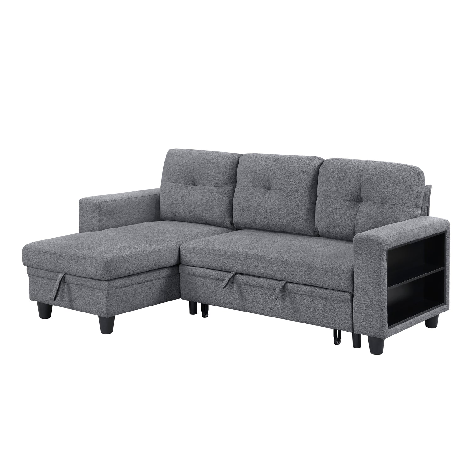 9705GY*32AVC (3)Sectional with Reversible Chaise, Pull-out Bed, Shelves and Charging Ports - 9705GY*32AVC