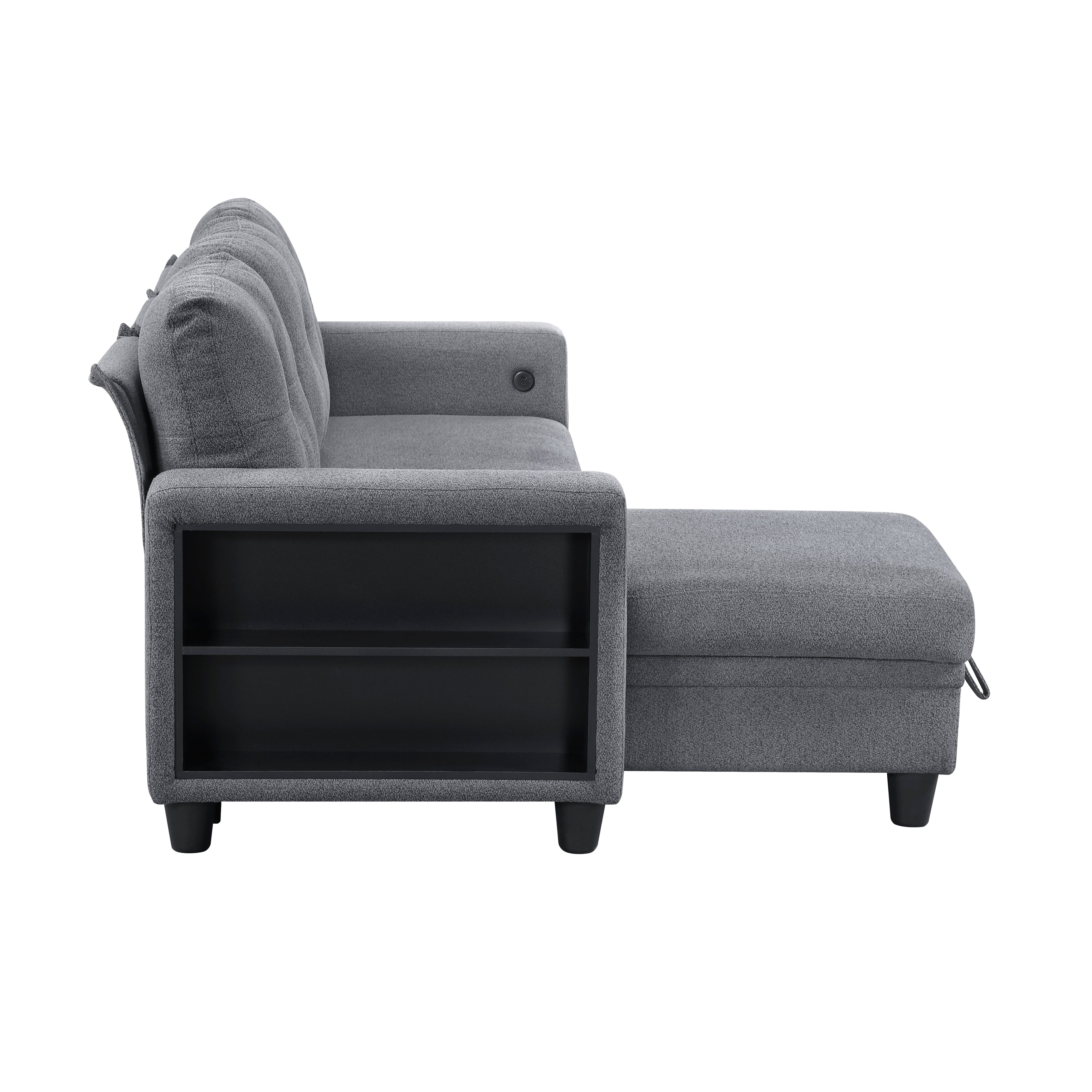 9705GY*32AVC (3)Sectional with Reversible Chaise, Pull-out Bed, Shelves and Charging Ports - 9705GY*32AVC