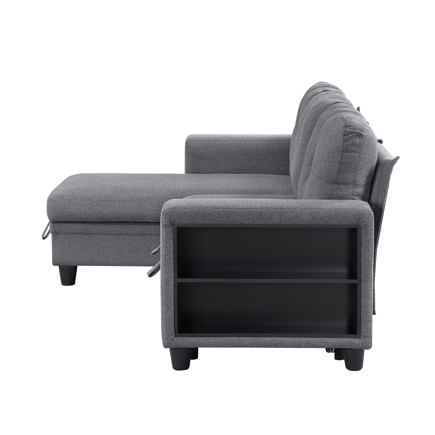 9705GY*32AVC (3)Sectional with Reversible Chaise, Pull-out Bed, Shelves and Charging Ports - 9705GY*32AVC