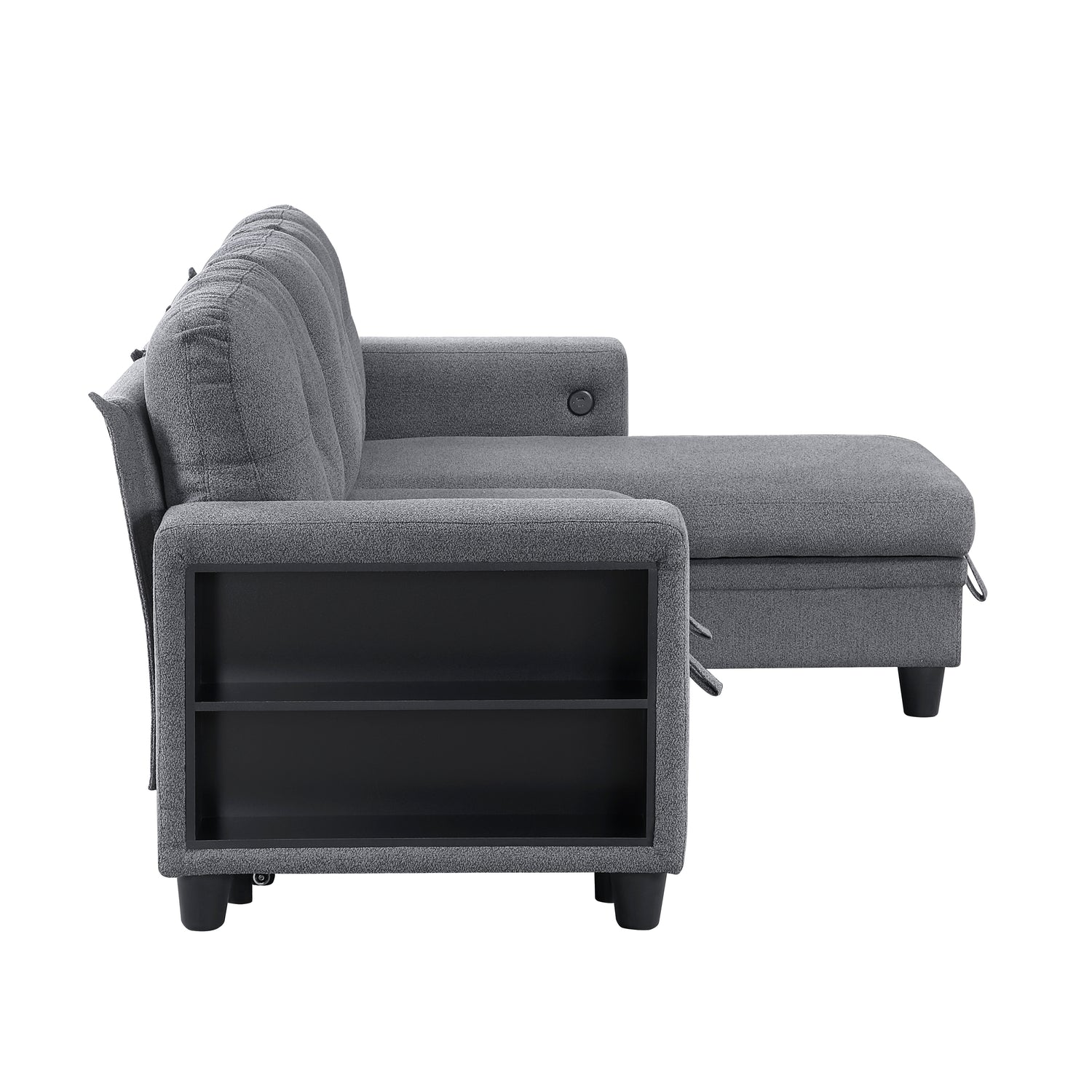 9705GY*32AVC (3)Sectional with Reversible Chaise, Pull-out Bed, Shelves and Charging Ports - 9705GY*32AVC