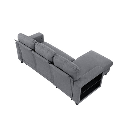 9705GY*32AVC (3)Sectional with Reversible Chaise, Pull-out Bed, Shelves and Charging Ports - 9705GY*32AVC