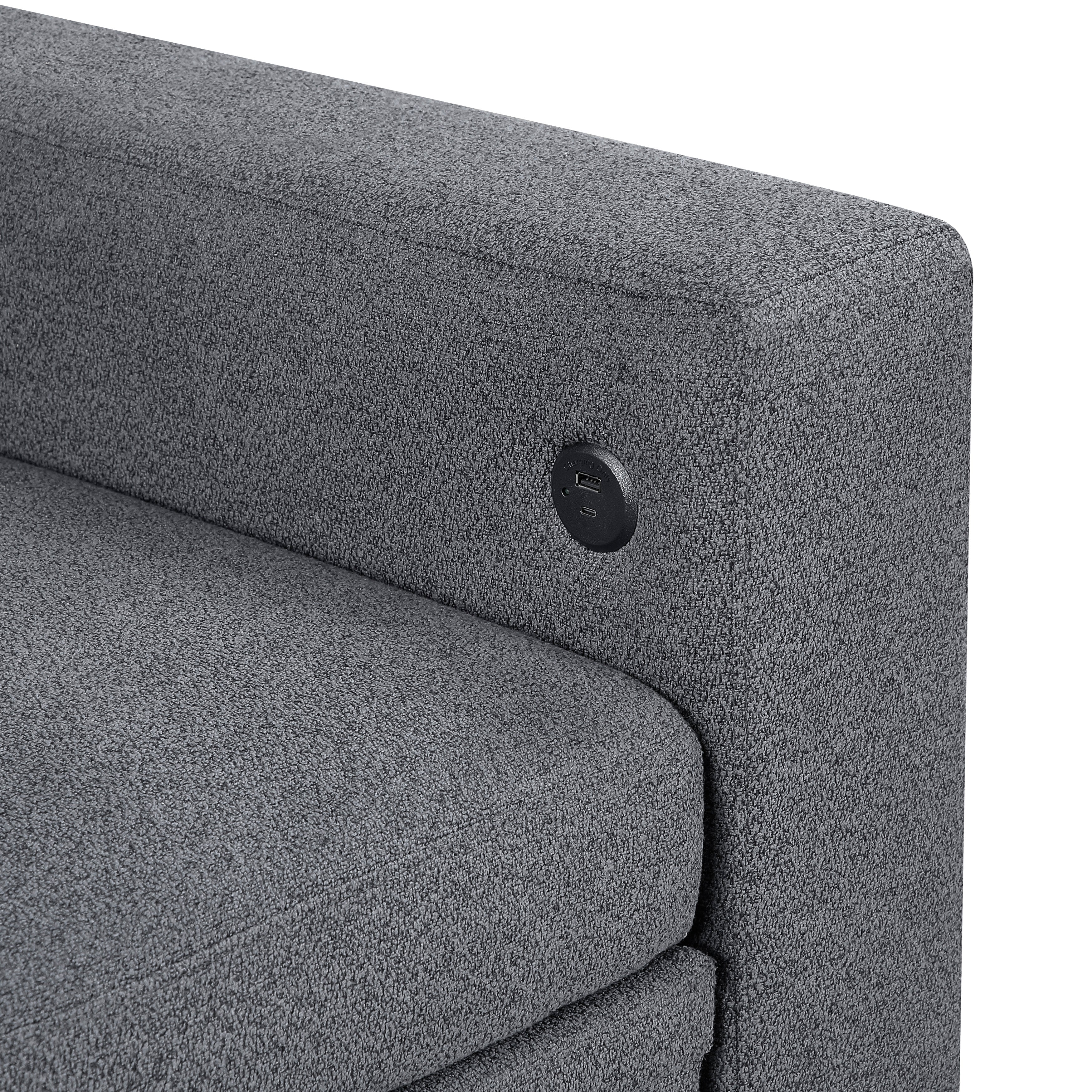 9705GY*42AVC (4)Sectional with Two Chaises, Pull-out Bed, Shelves and Charging Ports - 9705GY*42AVC