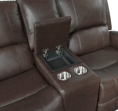 9735BRW*2 2pc Set: Sofa, Love - 9735BRW*2