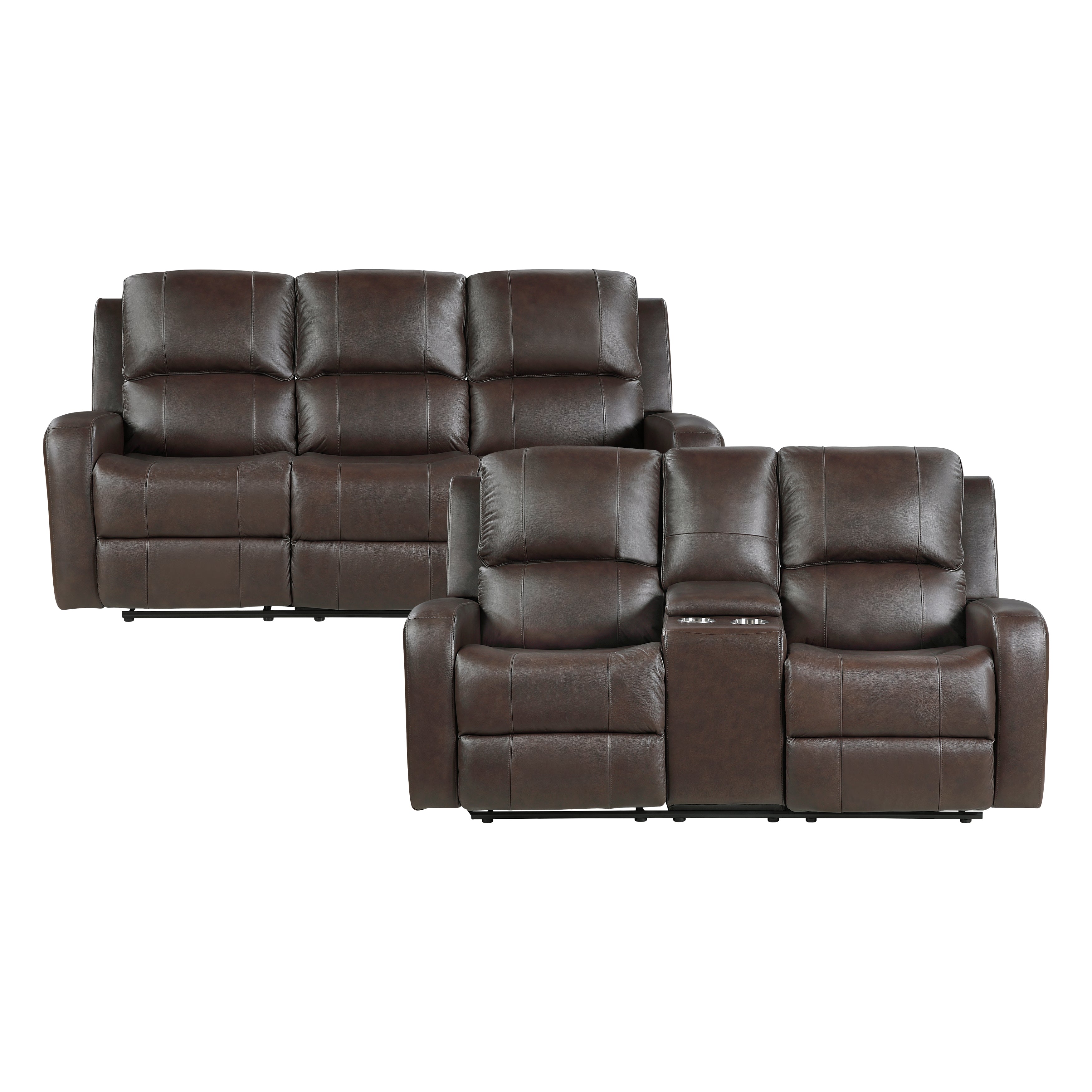9735BRW*2 2pc Set: Sofa, Love - 9735BRW*2