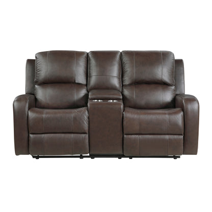 9735BRW*2 2pc Set: Sofa, Love - 9735BRW*2
