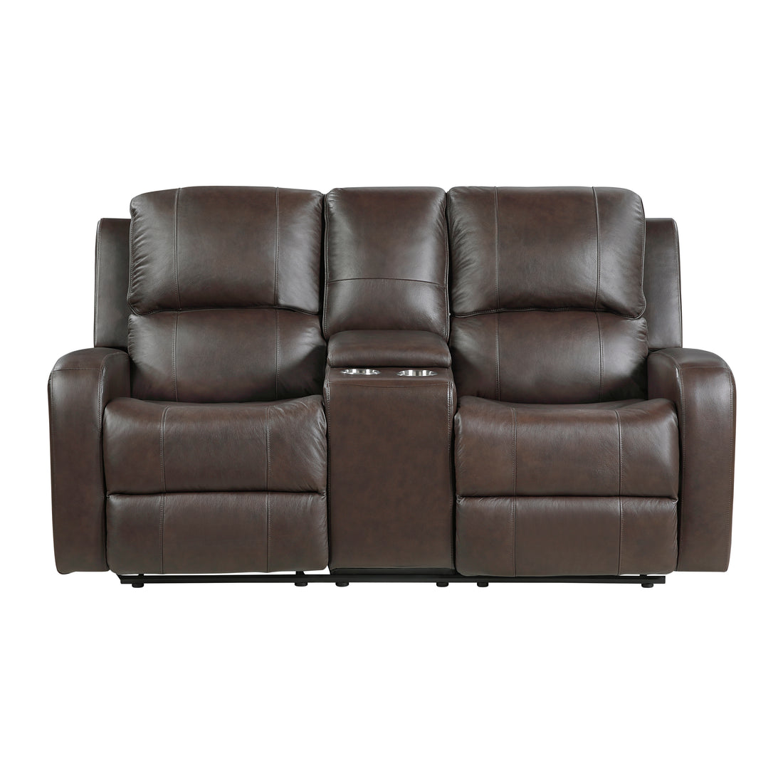 9735BRW-2 Double Reclining Love Seat with Center Console - 9735BRW-2