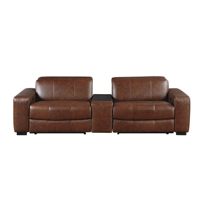9790BRW-2CNPWH* (3)Power Double Reclining Love Seat with Center Console, Power Headrest and Charging Ports - 9790BRW-2CNPWH*