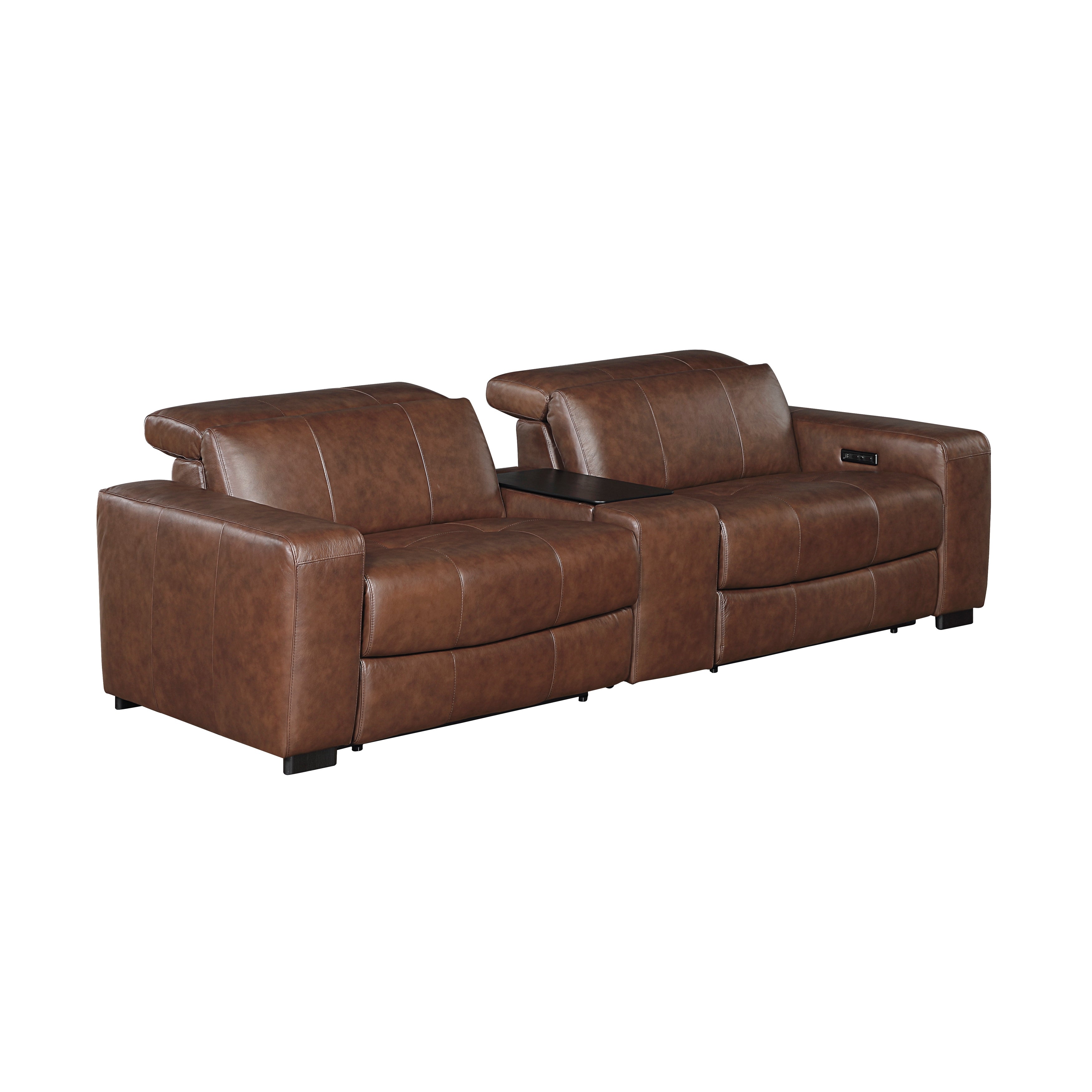 9790BRW-2CNPWH* (3)Power Double Reclining Love Seat with Center Console, Power Headrest and Charging Ports - 9790BRW-2CNPWH*
