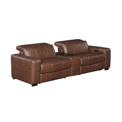 9790BRW-2CNPWH* (3)Power Double Reclining Love Seat with Center Console, Power Headrest and Charging Ports - 9790BRW-2CNPWH*